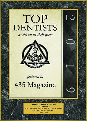 Dr. Stamos Top Dentists 2019 award plaque